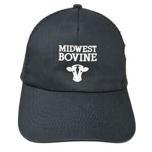 Hit Trucker Hat Black One Size Midwest Bovine Cow Graphic Mesh Snapback